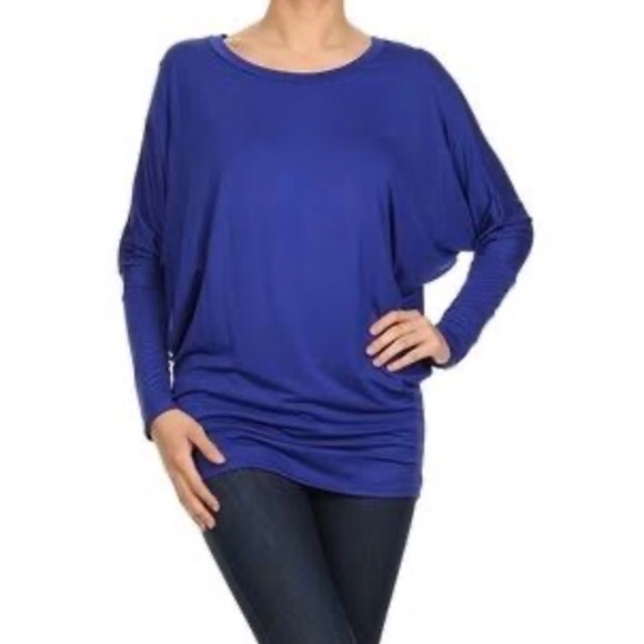Tops - Womens Long Sleeve Dolman Loose Fit Knit Tunic Top
